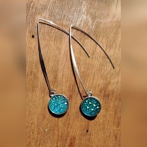 Dangling Sparkly Blue Charm Earrings NWOT